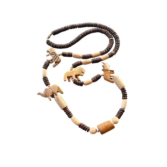Handcrafted Wooden Beaded Animal Necklace Boho - Picture 6 of 6